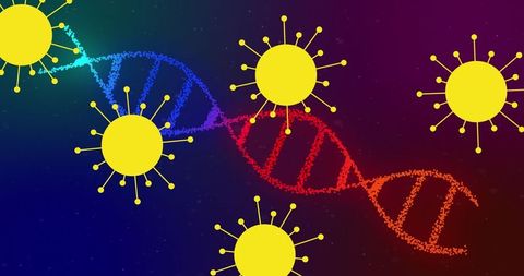 Coronavirus Cells Interacting with DNA Sequence