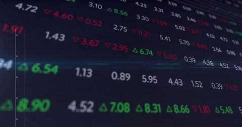 Stock market trading screen with live data and price changes