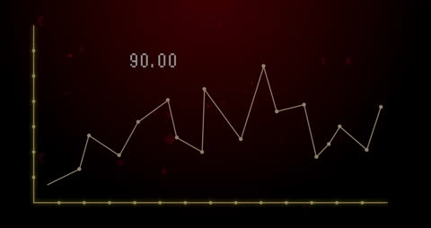Financial Data Processing with Animated Line Graph on Dark Background
