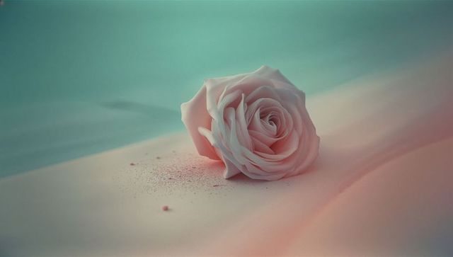 Pale Pink Rose on Soft Pastel Background with Dust Particles