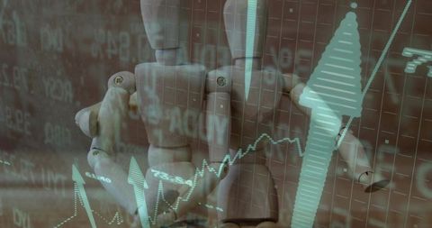 Abstract financial growth data visualization with mannequin