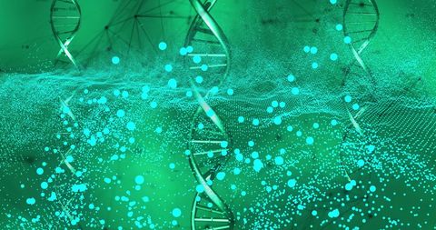 Abstract DNA Strands with Glowing Green Mesh in Futuristic Design - Download Free Stock Images Pikwizard.com