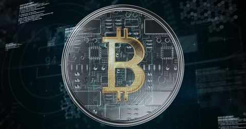 Digital Bitcoin Concept with Circuit Background