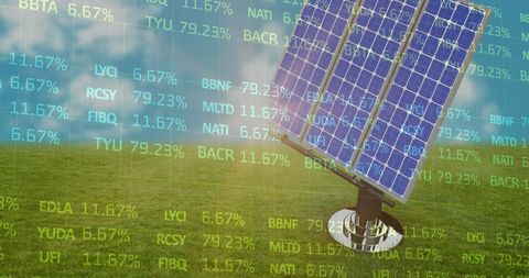 Solar Panel with Financial Data Represents Renewable Energy Investment - Download Free Stock Images Pikwizard.com