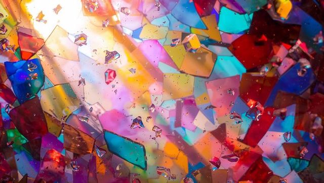 Vibrant Shards of Light Reflecting in Colorful Abstract Mosaic