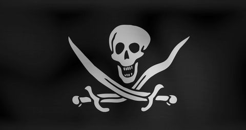 Classic Jolly Roger Pirate Flag Waving in Motion
