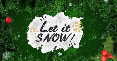 Festive Christmas Message with Snowflakes and Evergreen Decorations