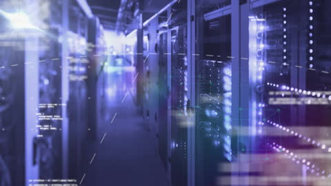 Animated Data Processing in Futuristic Server Room