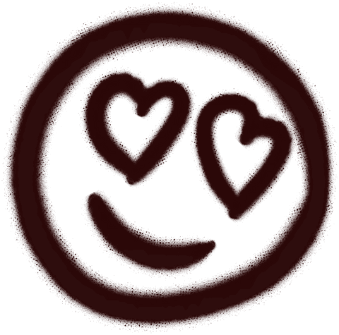 Hand-drawn heart eyes emoticon transparent background