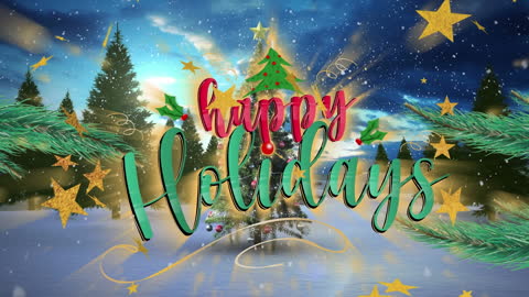 Festive Animation Greeting with Christmas Tree and Stars