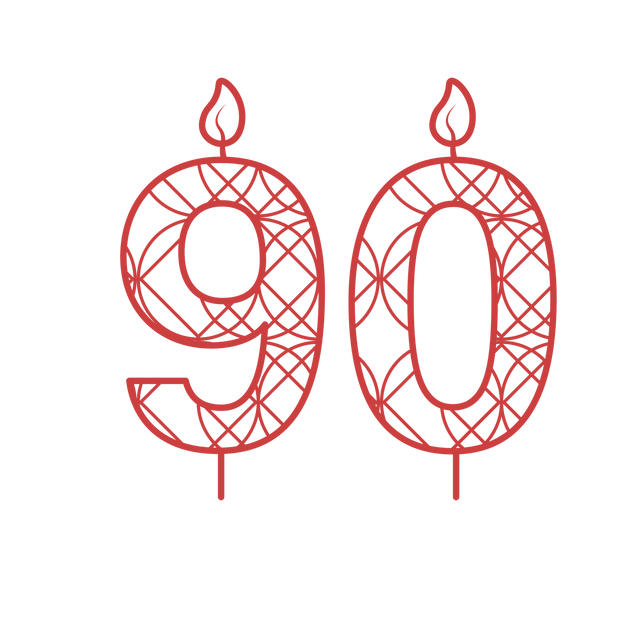 Red Number 90 Birthday Candles Illustration on Transparent Background - Download Free Stock Videos Pikwizard.com