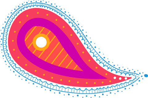 Paisley motif art with vibrant colors and transparent background