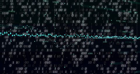Binary code streaming with tech interface for data analysis