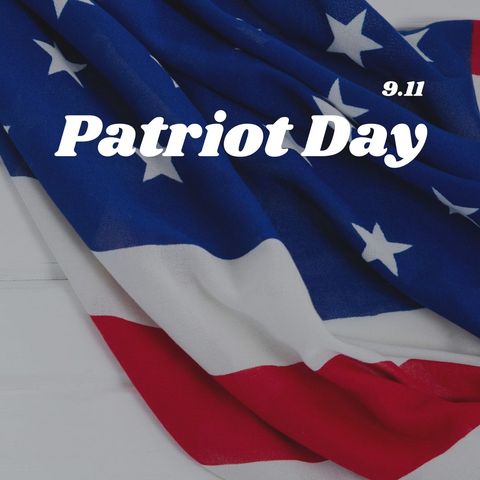 Patriot day tribute with american flag and text