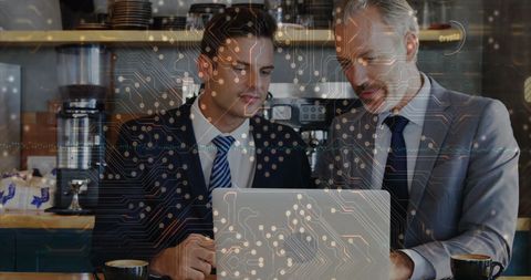 Businessmen Collaborating on Global Digital Interface Development