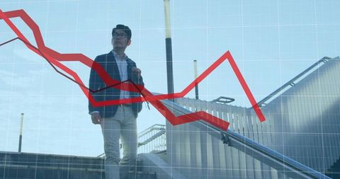 Pensive business professional analyzing financial data outdoors