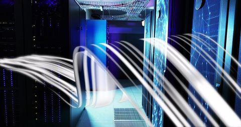 Dynamic Waves flowing Through Data Center for Global Connectivity - Download Free Stock Images Pikwizard.com