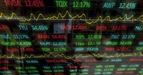 Digital Stock Ticker Display with Real-Time Data Visualization