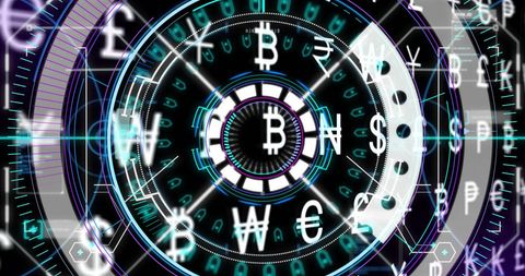 Currency Symbols Via Digital Scope Interface Over Dark Backdrop - Download Free Stock Images Pikwizard.com