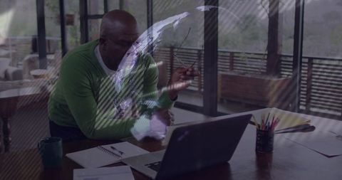 Global Businessman Working With Virtual Technology in Modern Office