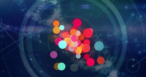 Colorful Light Spots on Network Background Illustrating Technology