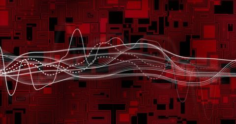 Abstract Digital Wave with Dynamic Red Geometric Shapes - Download Free Stock Images Pikwizard.com