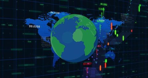 Financial Data Visualization Over Global Map with Digital Globe - Download Free Stock Images Pikwizard.com