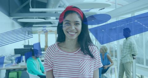 Innovative Businesswoman Analyzing Data Visualization at Office