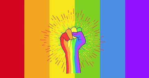 Rainbow Fist with Colorful Background Representing LGBT Pride - Download Free Stock Images Pikwizard.com