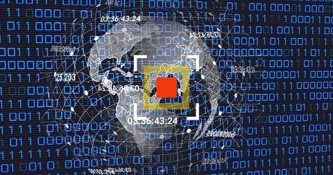 Digital World in Binary Code Matrix with Target Indicator - Download Free Stock Images Pikwizard.com