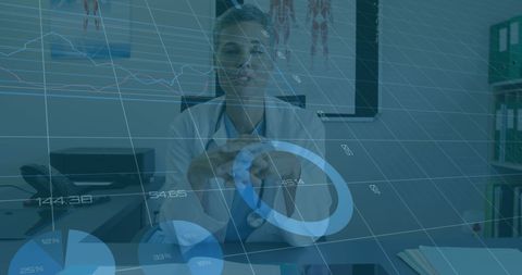 Female Doctor Analyzing Digital Financial Data Overlay - Download Free Stock Images Pikwizard.com
