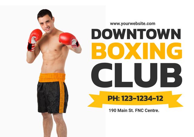 Male Boxer Posing with Red Gloves for Boxing Club Advertisement - Download Free Stock Templates Pikwizard.com