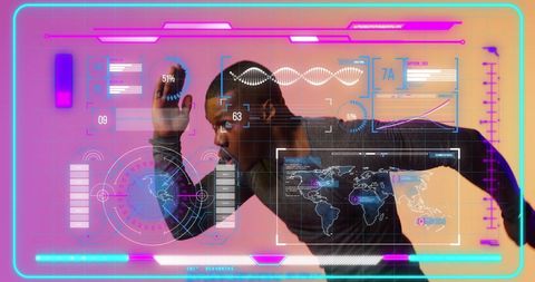 Digital Interface Over Athlete Running with Data - Download Free Stock Images Pikwizard.com