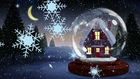Magical Snowy Holiday Scene in Glass Sphere