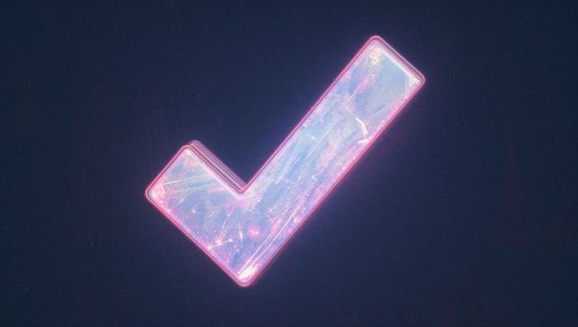 Futuristic Neon Check Mark with Crystalline Light Trail