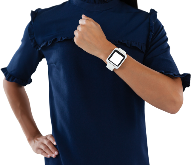 Businesswoman Displaying Smartwatch on Forearm Transparent Background - Download Free Stock Videos Pikwizard.com