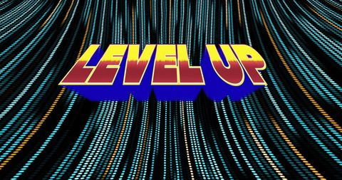 Dynamic 'Level Up' Text with Futuristic Light Trails