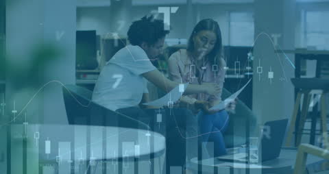 Colleagues Collaborating on Financial Analysis