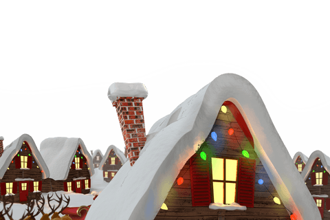 christmas cottages with string lights on transparent background - Download Free Stock Videos Pikwizard.com