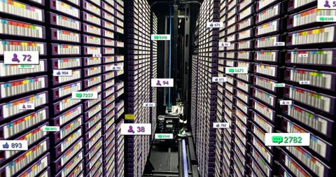 Social Media Icons Overlay in Data Server Room - Download Free Stock Images Pikwizard.com