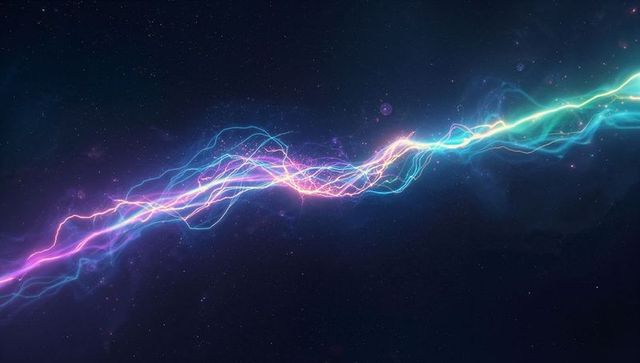 Neon energy wave in vast space landscape