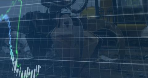 Financial Graphs Merging with Industrial Machinery - Download Free Stock Images Pikwizard.com