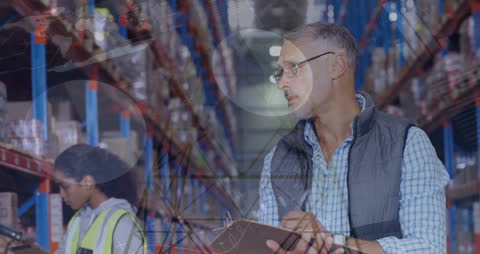 Warehouse Operations Team Analyzing Financial Data