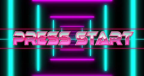retro neon press start game interface - Download Free Stock Images Pikwizard.com