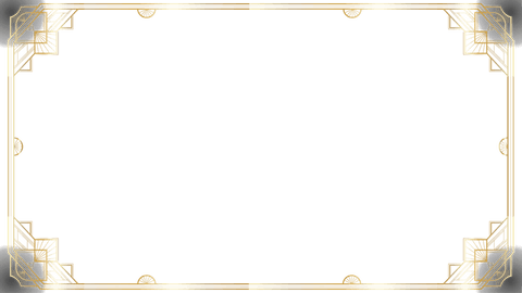 Ornate gold art deco geometric frame on transparent background