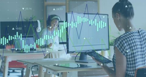 Financial Analytics Overlaid on Diverse Business Professionals - Download Free Stock Images Pikwizard.com