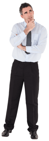 Thoughtful Businessman with Hand on Chin Isolated Transparent - Download Free Stock Videos Pikwizard.com