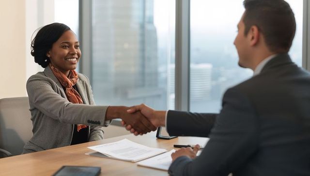 Business Colleagues Shaking Hands During Professional Meeting
