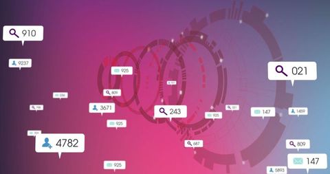 Futuristic Dashboard with Floating Data Icons and Analytics Visualization