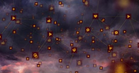 Floating social media icons in virtual cloud network